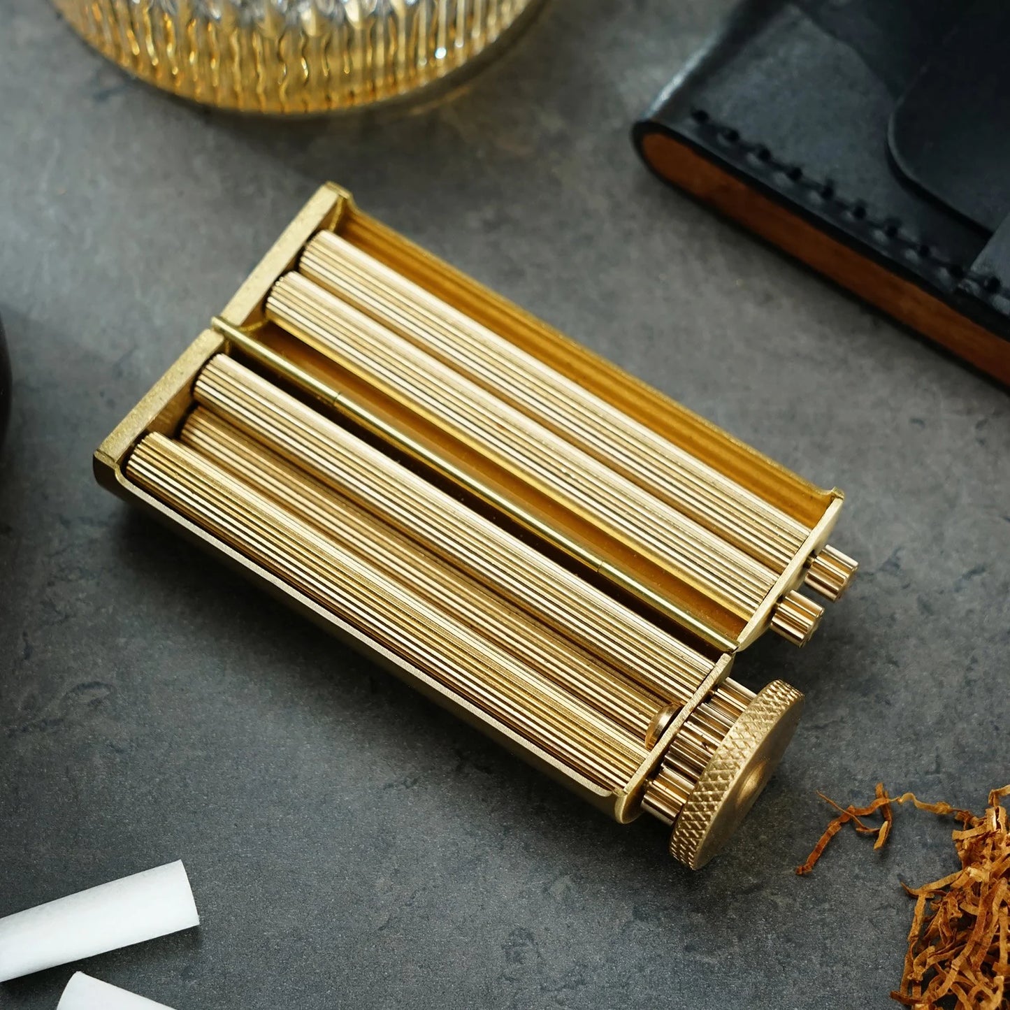 VEVOR Cigarette Rolling Machine, Solid Brass Cigarette Roller, Manual Tobacco Rolling Machine Fits up to 70Mm Paper, Vintage & Luxurious Gift for Father'S Day, Birthday